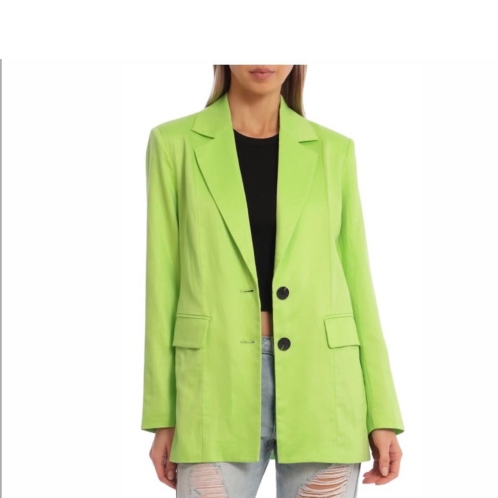 Avec Les Filles Boxy Linen Blazer